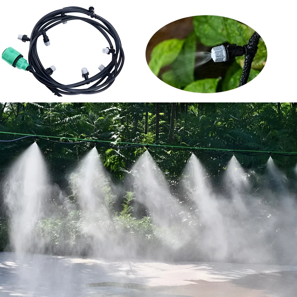 10 metre garden irrigation hose water mist system with 10 micro spray nozzles