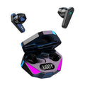 X15 black wireless Bluetooth in-ear gaming headphones with charging case