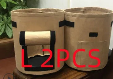 Non-woven breathable potato plant growth bag with side window and double handles in black colour