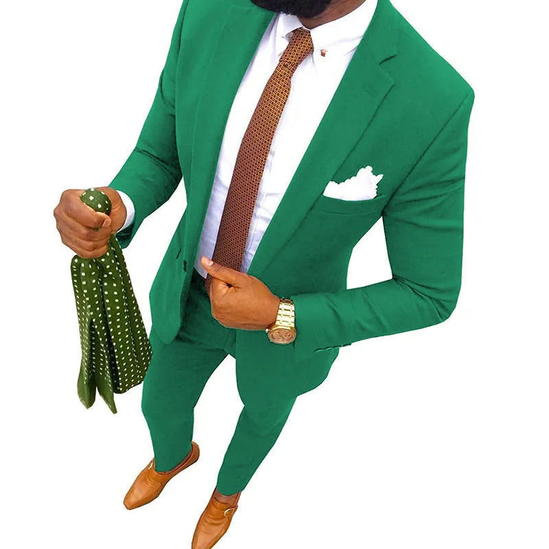 Men's two-piece cotton banquet suit in multiple colours with sizes from XXS to 7XL