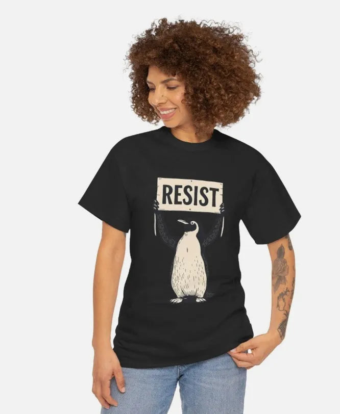 Straight-cut short-sleeve cotton t-shirt in black, laid flat, showing round neckline and hem detail.