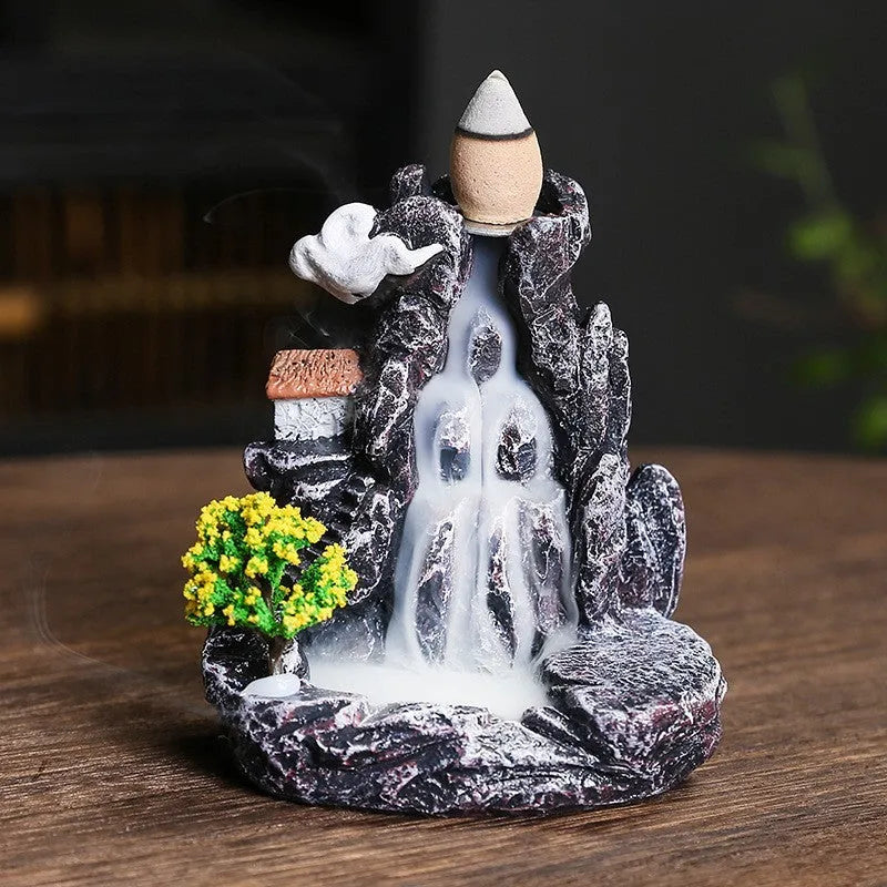 Ceramic backflow incense burner in a modern simple style, shown in one of four colour variations.