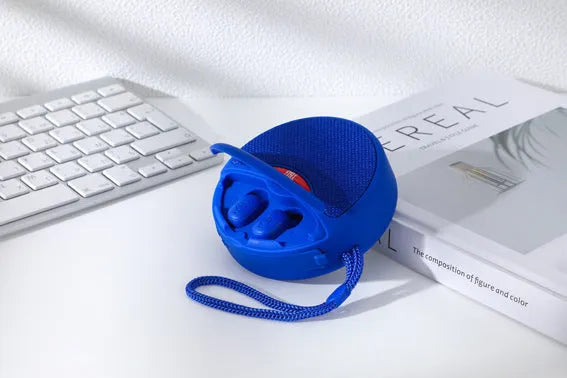 TG808 outdoor Bluetooth speaker with headset in black, showing horn and controls
