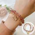 Women's retro bracelet with colour hair crystal and strawberry quartz stones in 521-stone ethnic design
