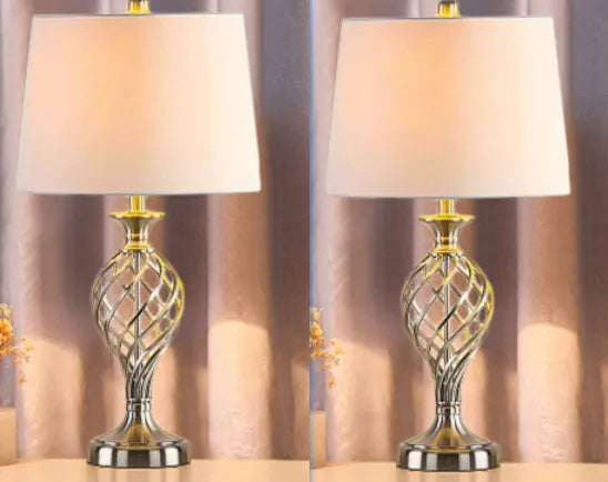 European style alloy touch dimmable bedside table lamp with USB socket