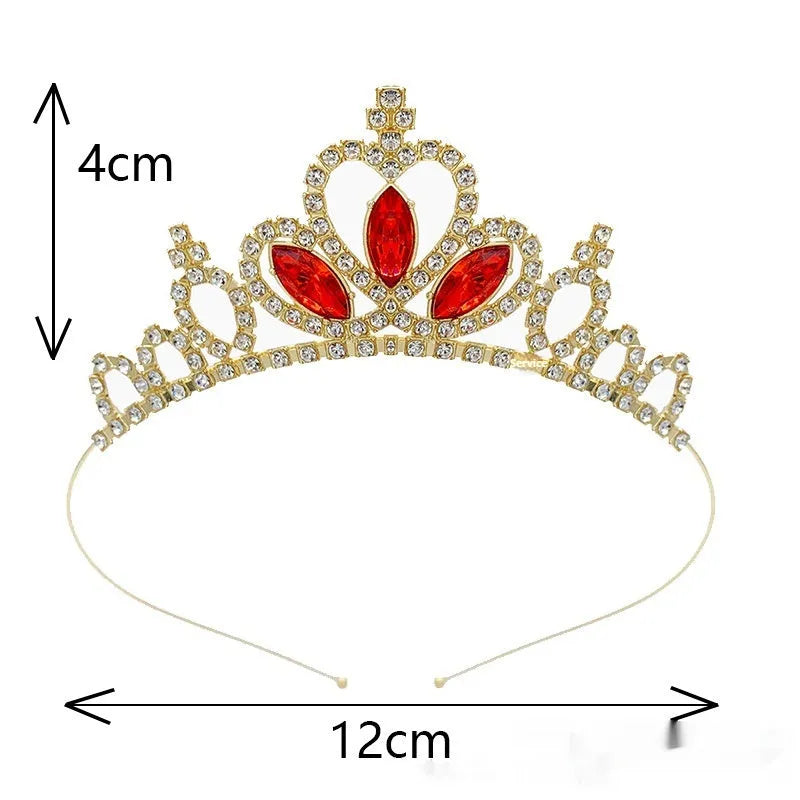 Girl's electroplated alloy princess crown headdress in gold and silver colour variations for birthday parties