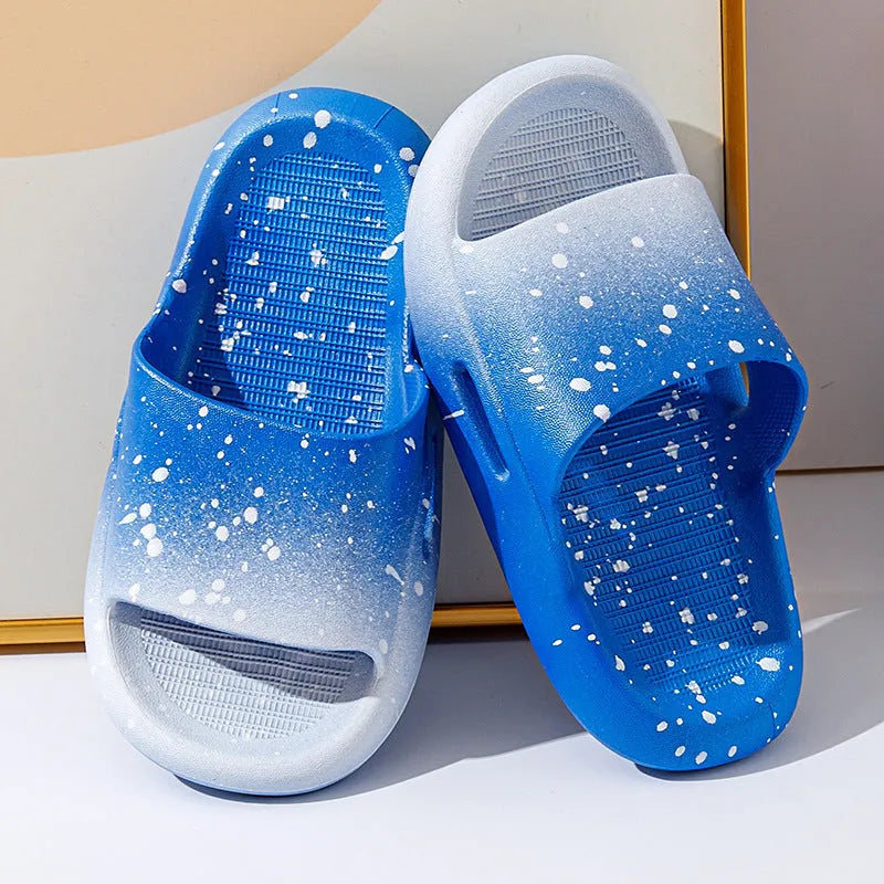 Children's gradient colour PVC summer slippers with open-toe design on non-slip sole