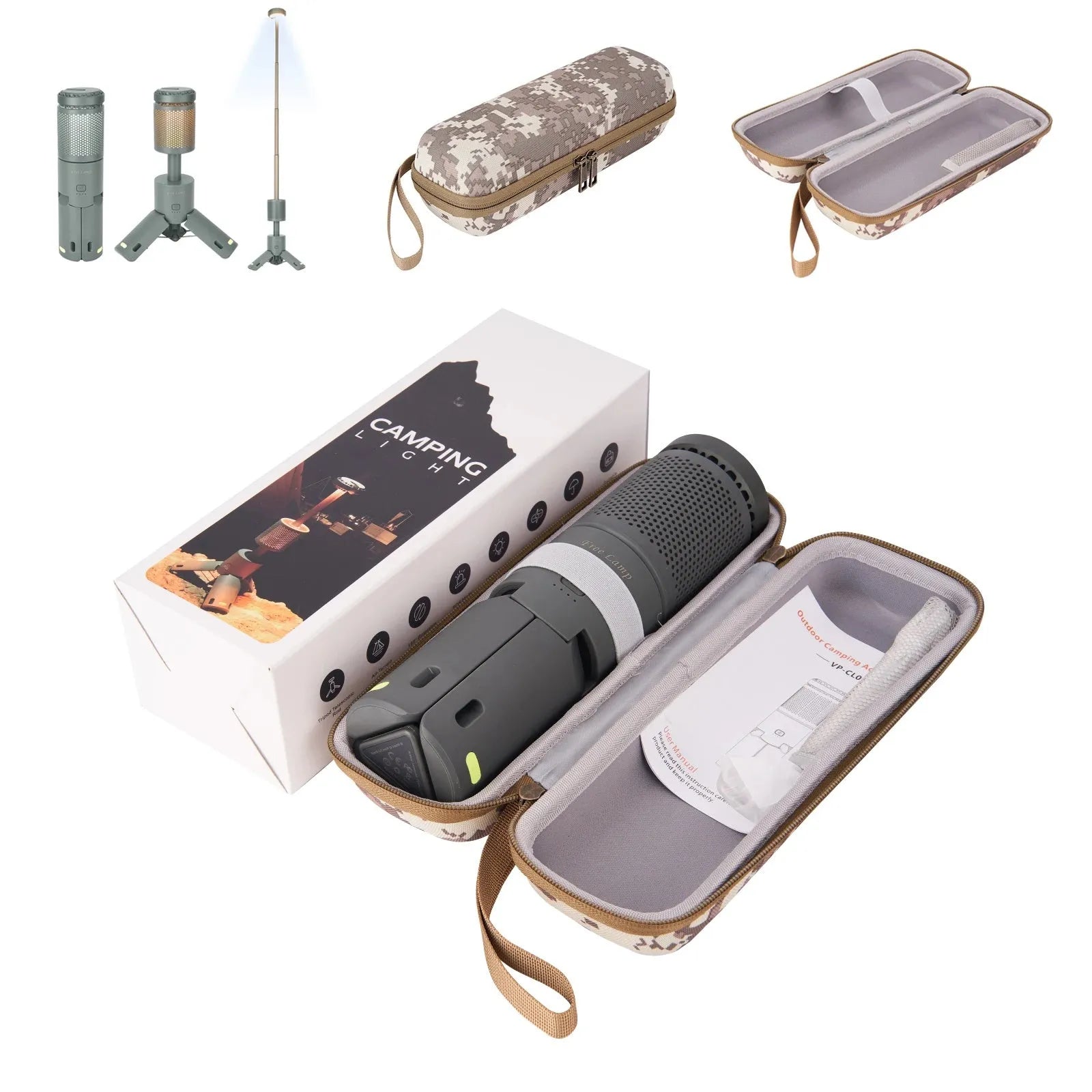 Portable LED camping light in creamy white colour with button switch