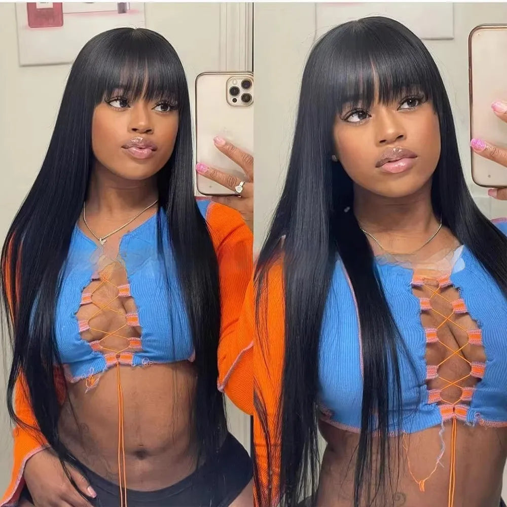 Women's natural colour full-mechanism human hair wig showing length options
