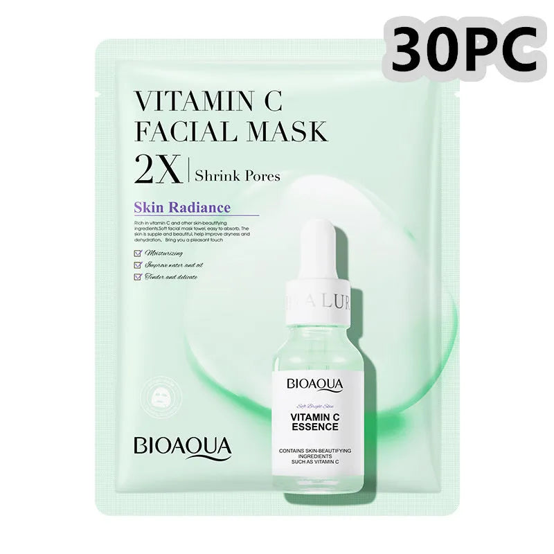 Single collagen facial sheet mask with 30g of clear gel on white background.