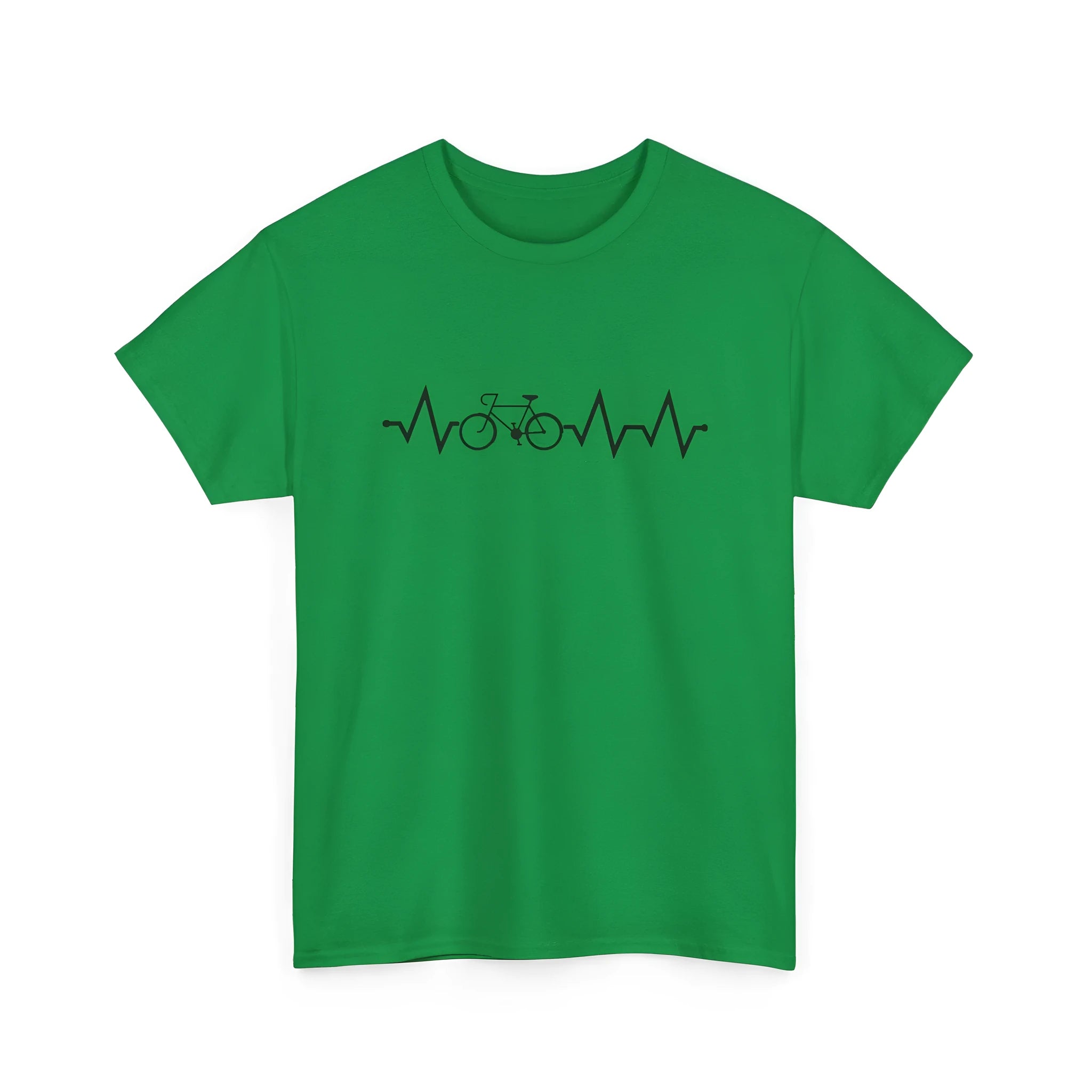 Fresh green short-sleeve cotton top with a niche white letter print on the front, showing a regular fit.
