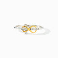 S925 sterling silver infinite cross ring with two-tone electroplated finish and geometric line design
