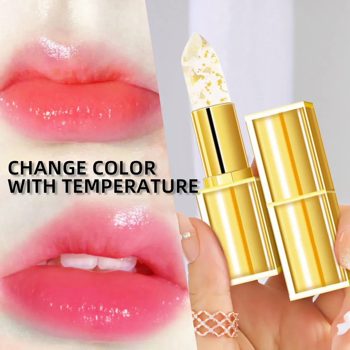 Anti-smudge gilding colour-changing lipstick in temperature-sensitive YB1001 shade