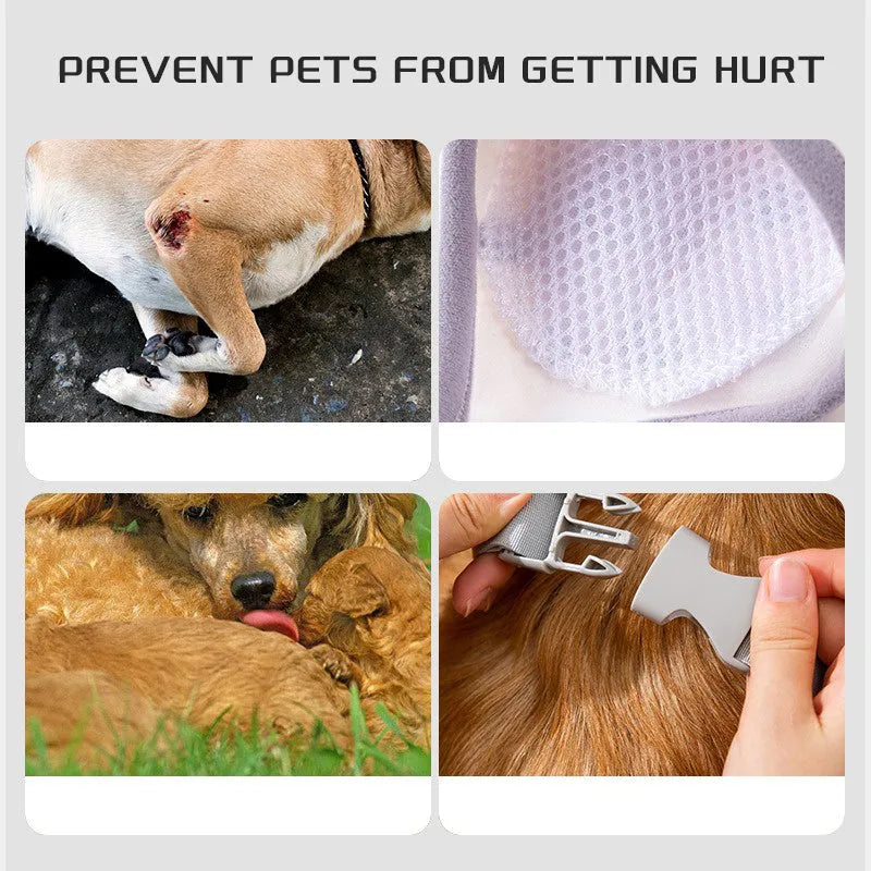 Blue dog elbow support sleeve with padded patch and matching scarf, shown with plastic buckle adjustment.