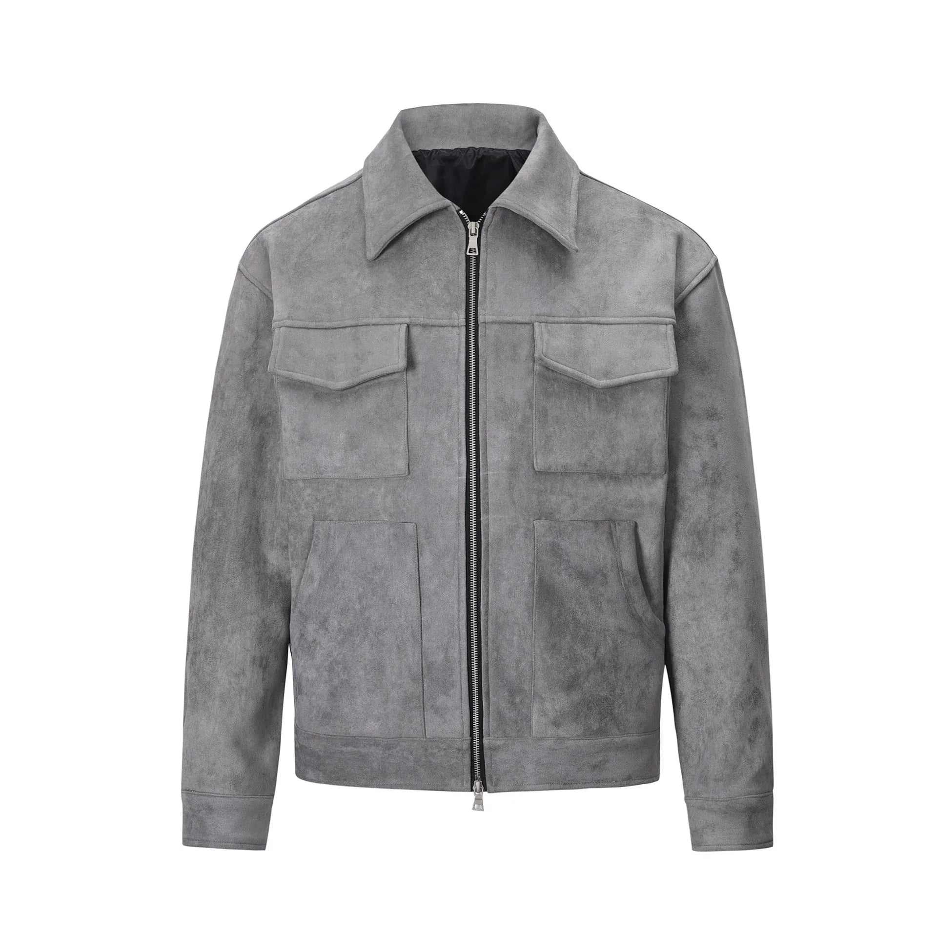 Slim fit men's jacket with a thickened zipper and large pockets in camel colour