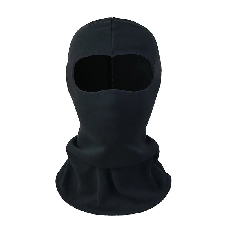 Cotton motorcycle head cover in a pattern design with a pair of matching gloves for winter riding.