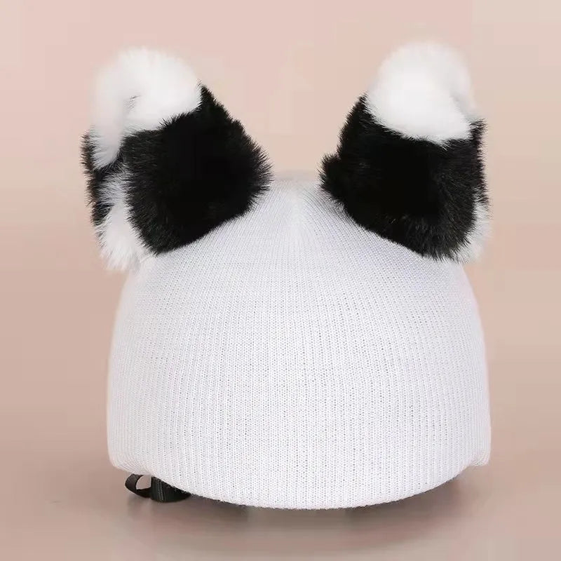 Child's plush cartoon character helmet cover and hat set in soft fabric, shown in medium size.