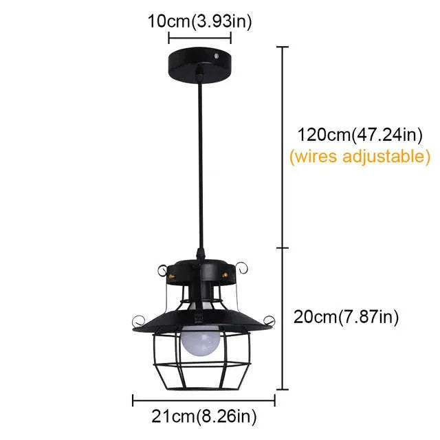 American iron droplight with retro single head lantern design for restaurant-style corridor lighting