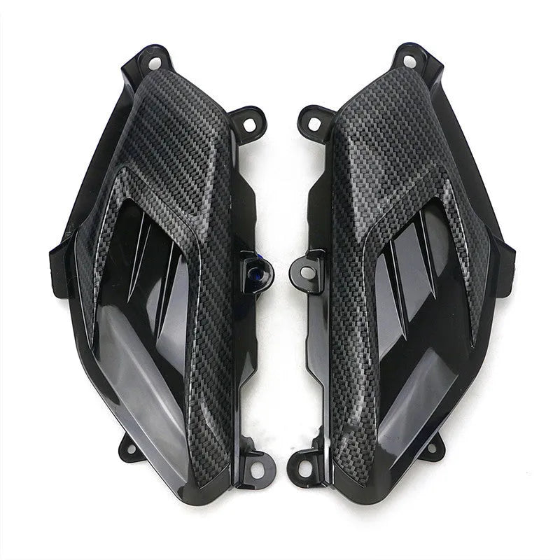 Pair of YAMAHA NMAX LED side lamps with carbon fibre trim, blue or red light option.