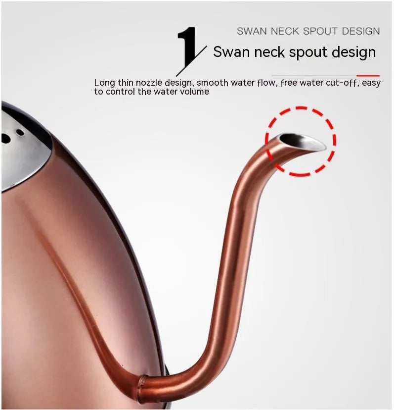 Gold full-automatic stainless steel kettle with touch controls and 1L capacity for making coffee.
