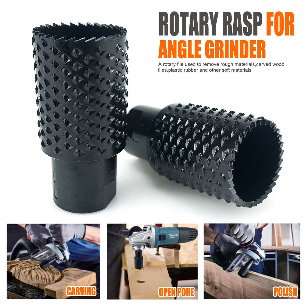 Angle grinder grinding head with spherical shape and M10/M14 threads for woodworking