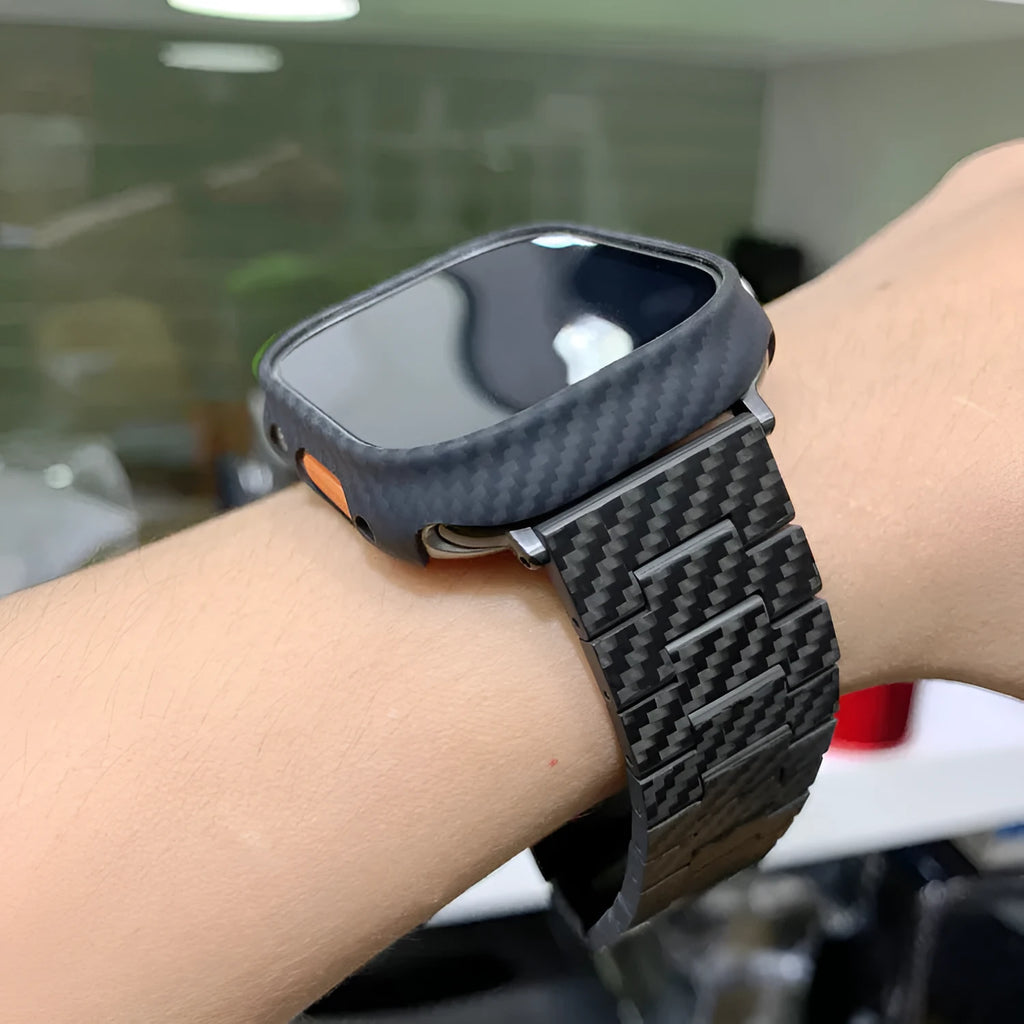 Carbon fibre aramid fibre watch case in matte black for 49mm smartwatch