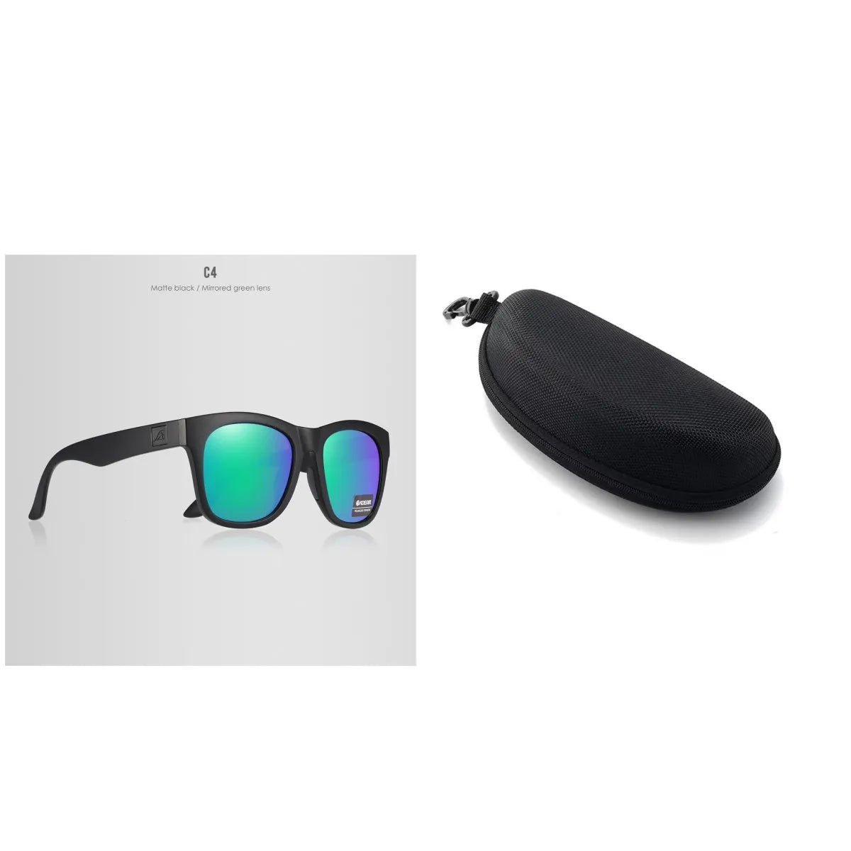 Polarised sunglasses with TAC lenses and PC frame for outdoor driving and fishing.