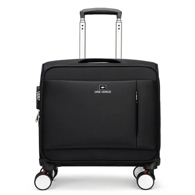 18-inch black Oxford cloth business suitcase with universal wheels for travel
