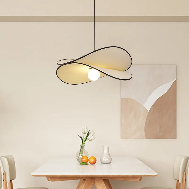 French style artistic chandelier pendant light with fabric potato chips shade for bedroom ceiling