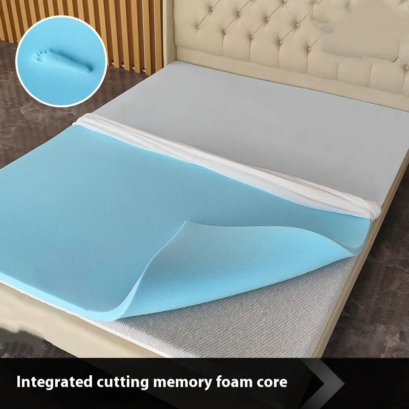 Thin gel memory cotton tatami mattress showing size and thickness options on a tatami mat.