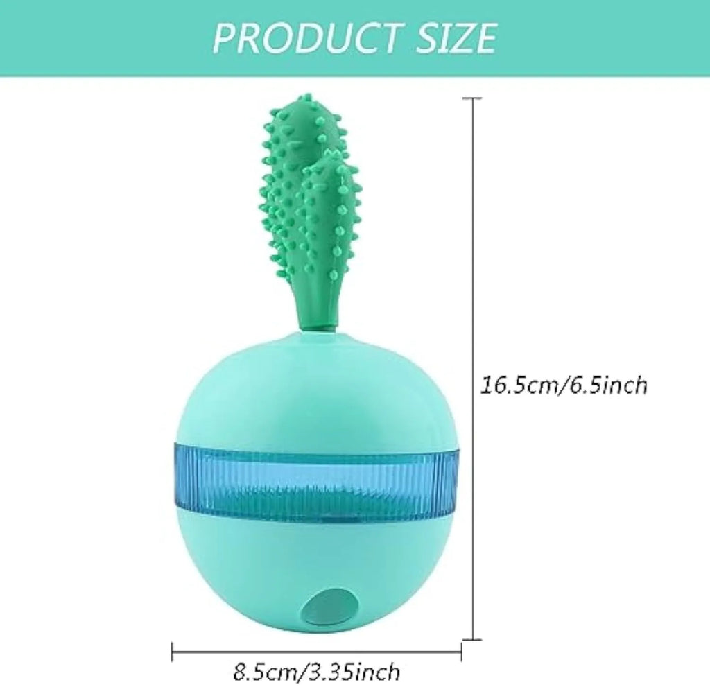 Blue interactive rubber dog treat dispensing ball toy for medium large breeds