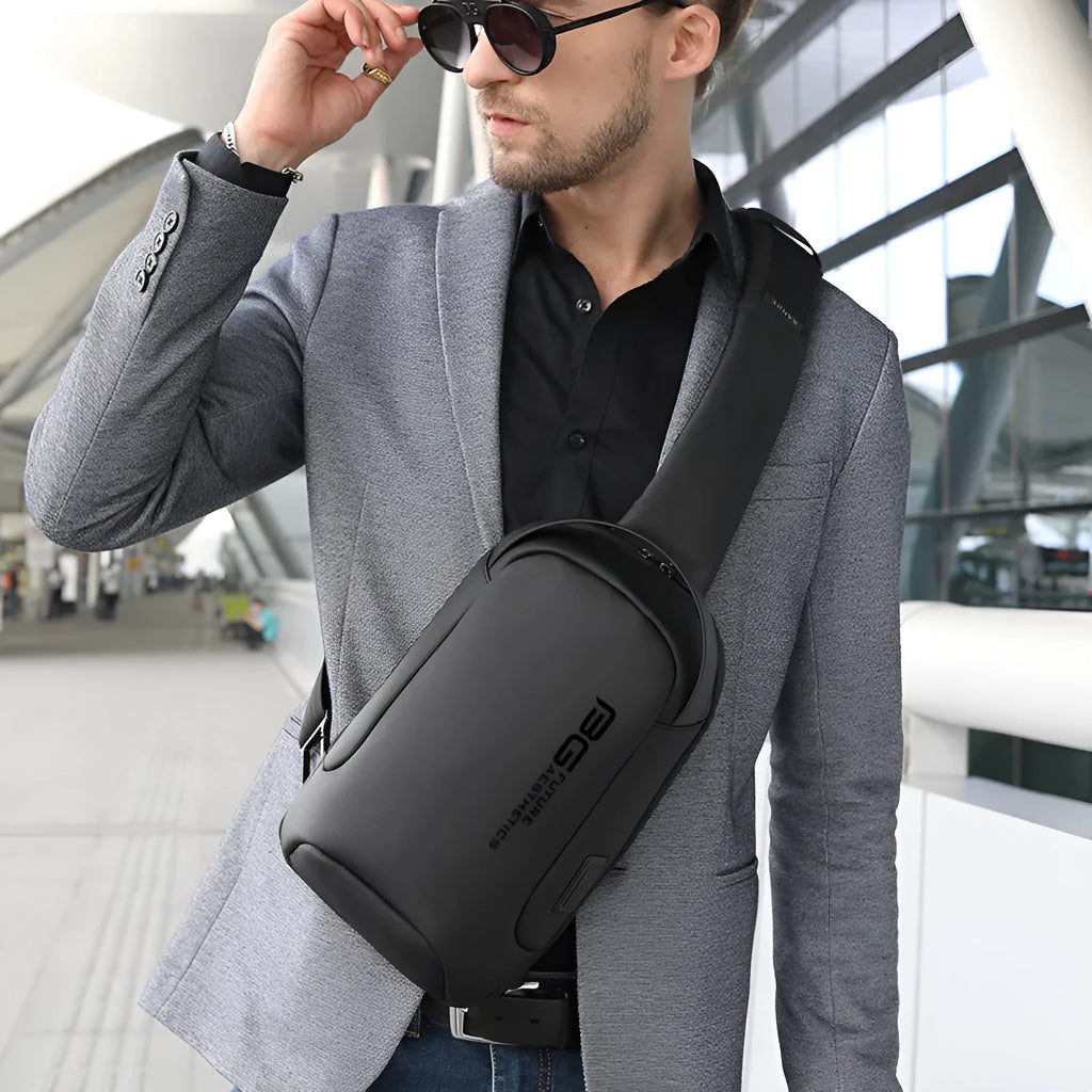 Men's business shoulder bag with USB charging port in Oxford cloth