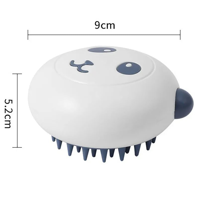 Panda-shaped silicone pet shower brush with soft bristles for cat and dog bath cleaning