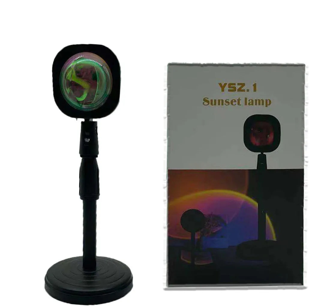 USB rechargeable rainbow sunset projection lamp showing sunset red colour effects