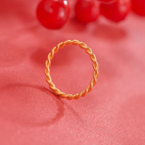 Brass gold plated women's ring shown in twist, glossy, and matte simple bracelet styles.