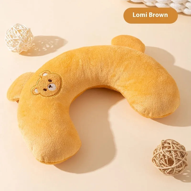 Cat U-shape pillow in Lomi Brown, breathable mini pet pillow for dogs, wooden free size design