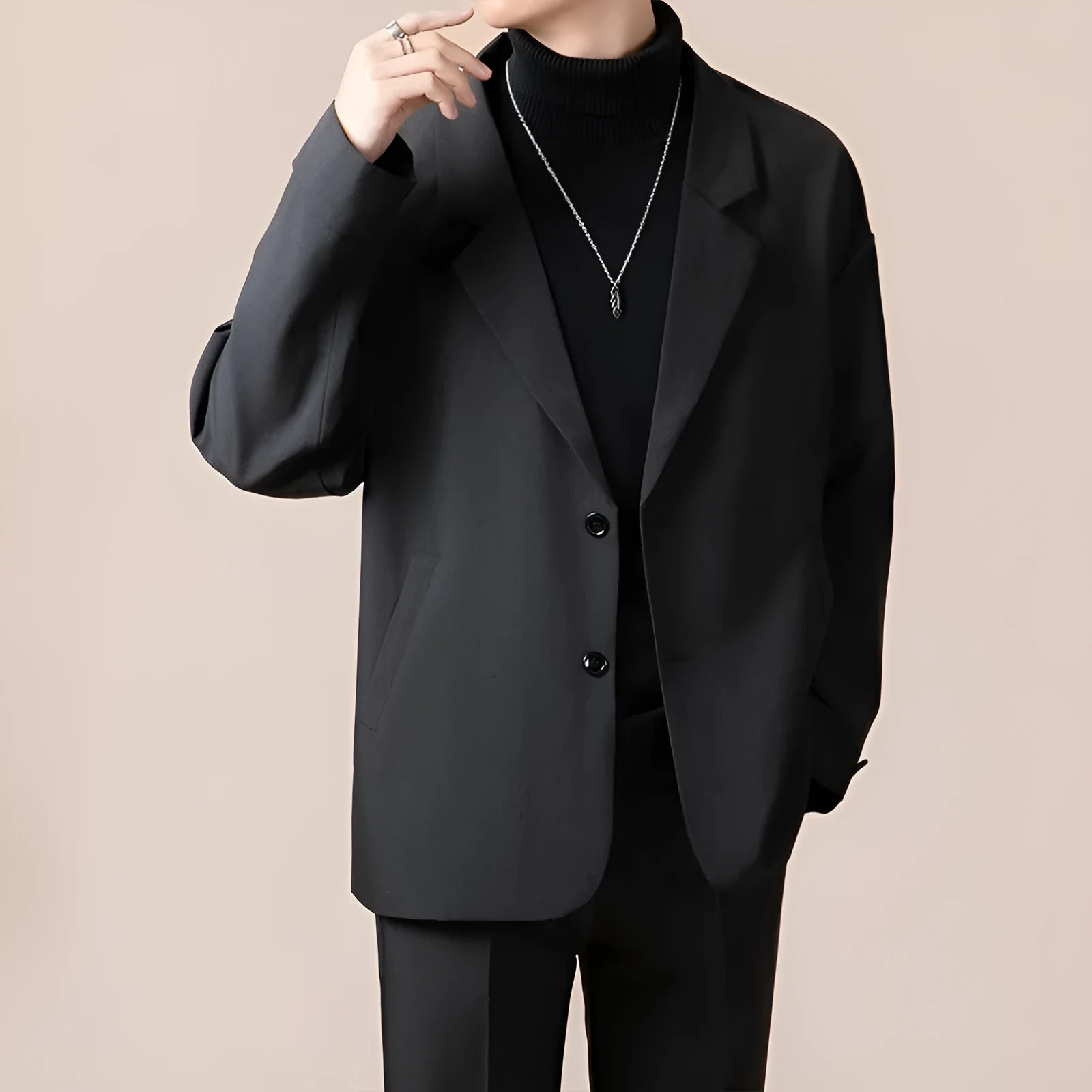 Men's loose fit casual jacket in polyester blend fabric available in four colours