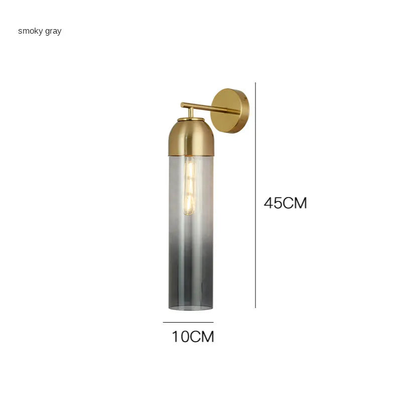 Modern minimalist glass wall lamp with 40cm diameter shade in five colour options