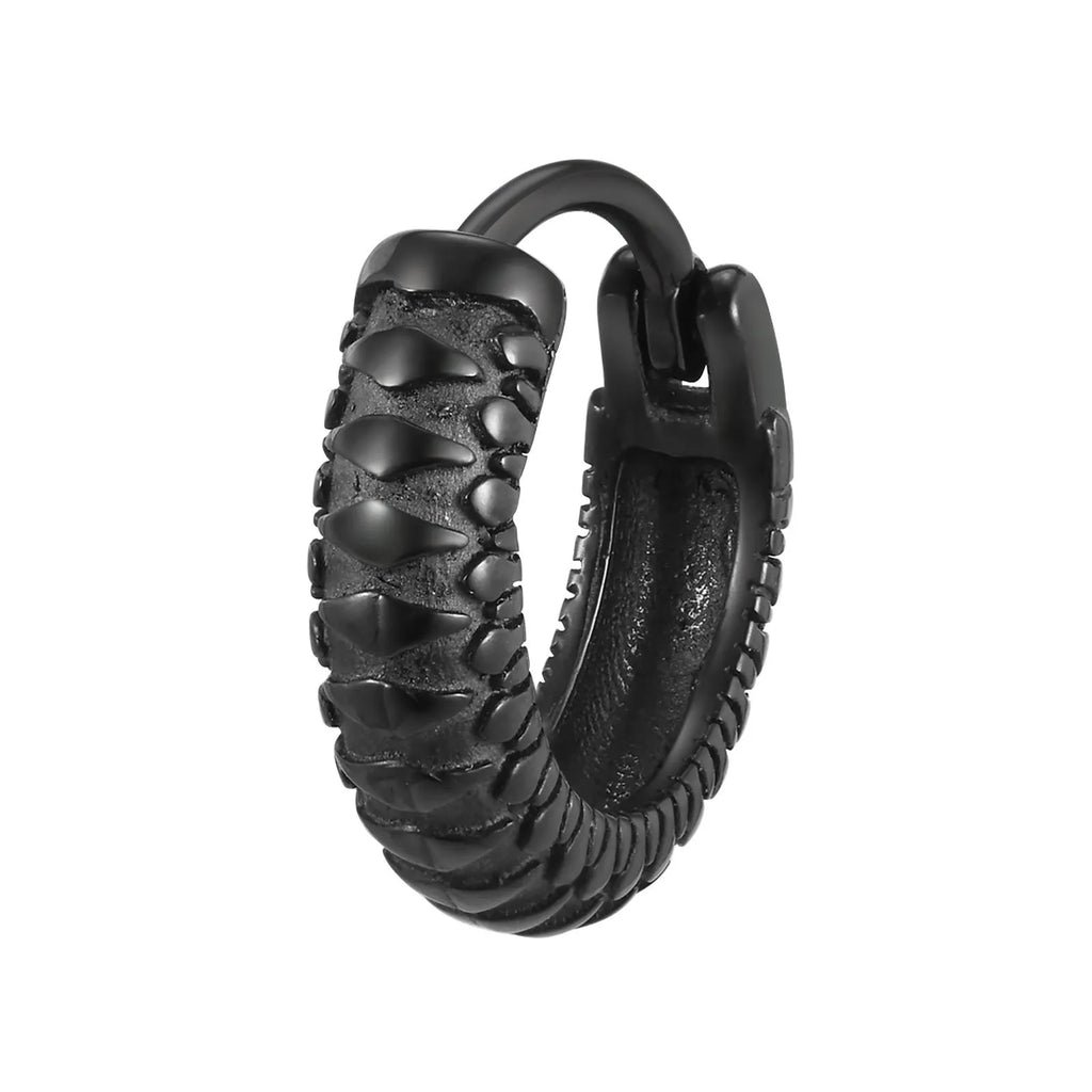 Stainless steel snake pattern hip hop ear rings in black and gold colour options