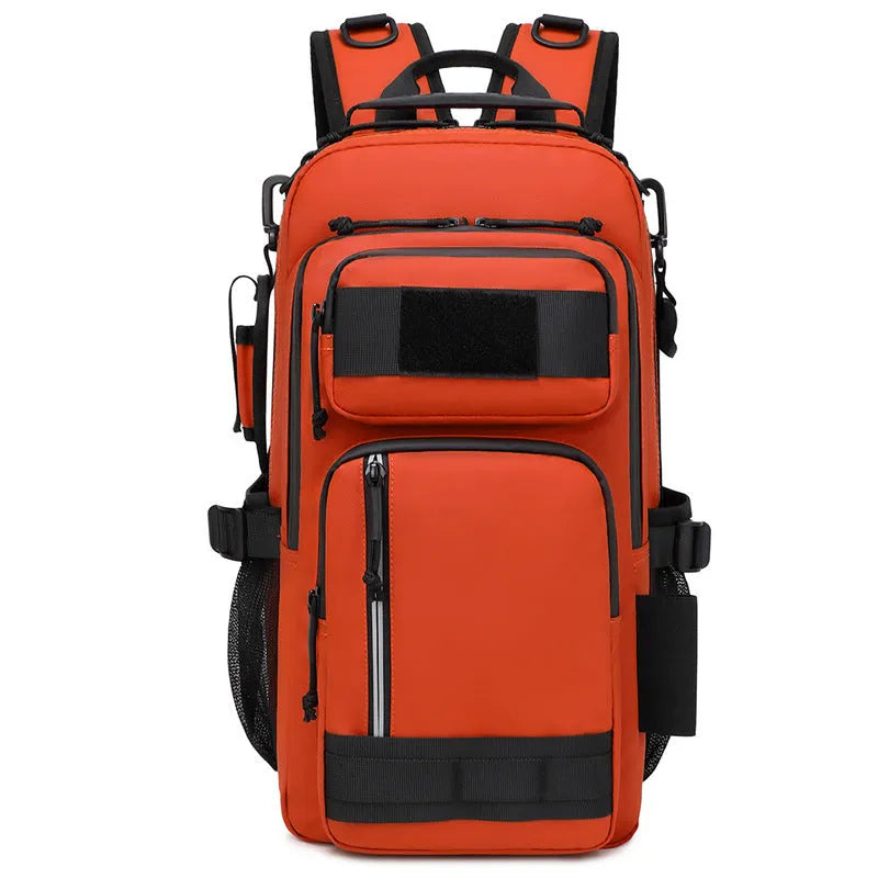 Large capacity 20-35L Derm outdoor backpack in black colour suitable for hiking and camping