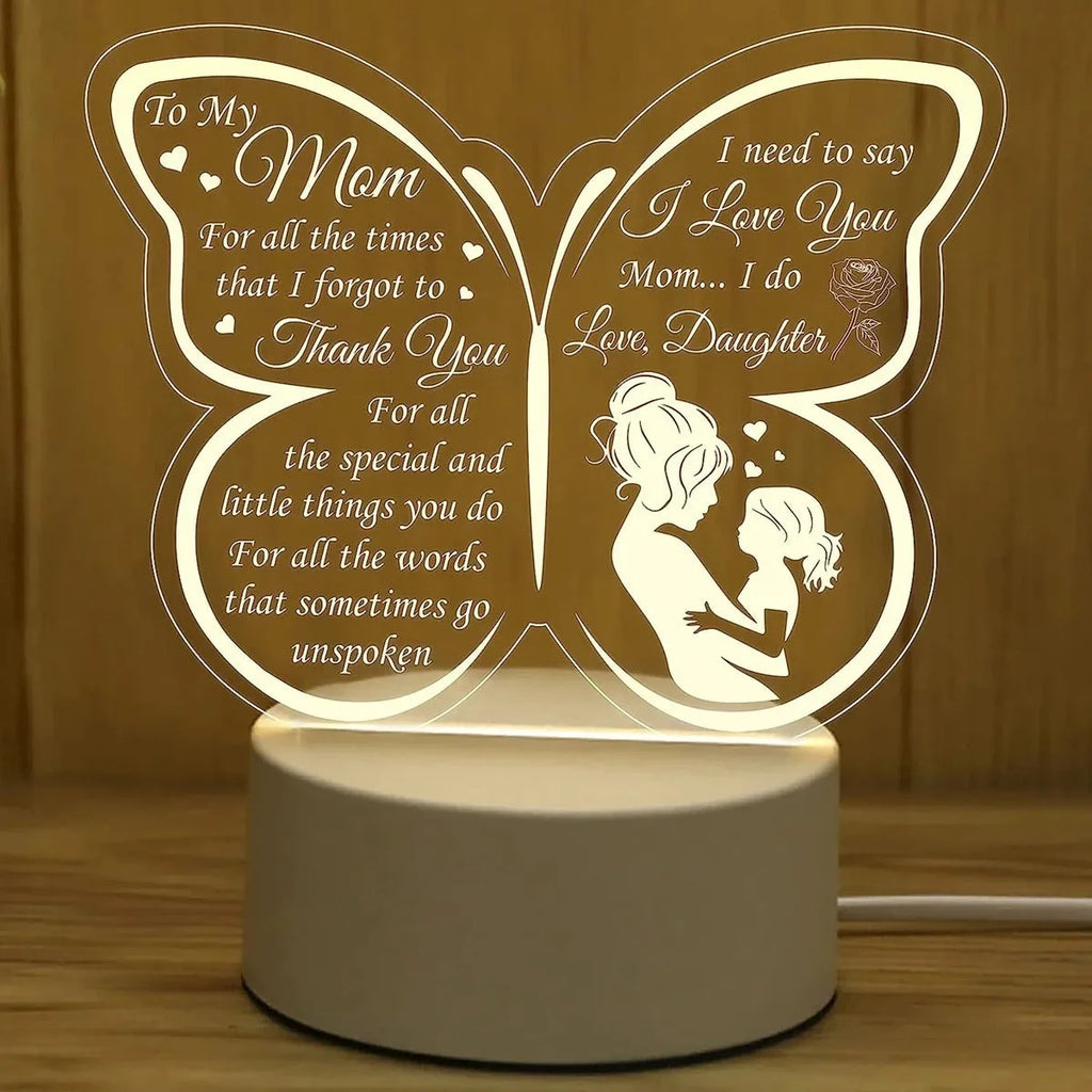 White heart-shaped acrylic table lamp with touch control, 160mm tall