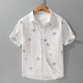 Women's loose-fitting light green pure cotton short sleeve shirt with letter print.