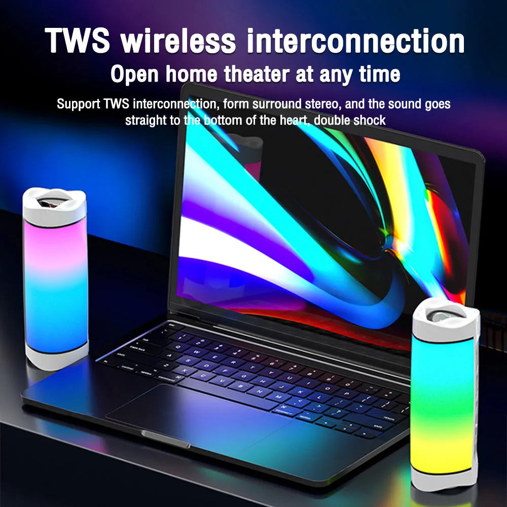 Intelligent Bluetooth speaker with multicolour neon light effects and 3000mAh battery
