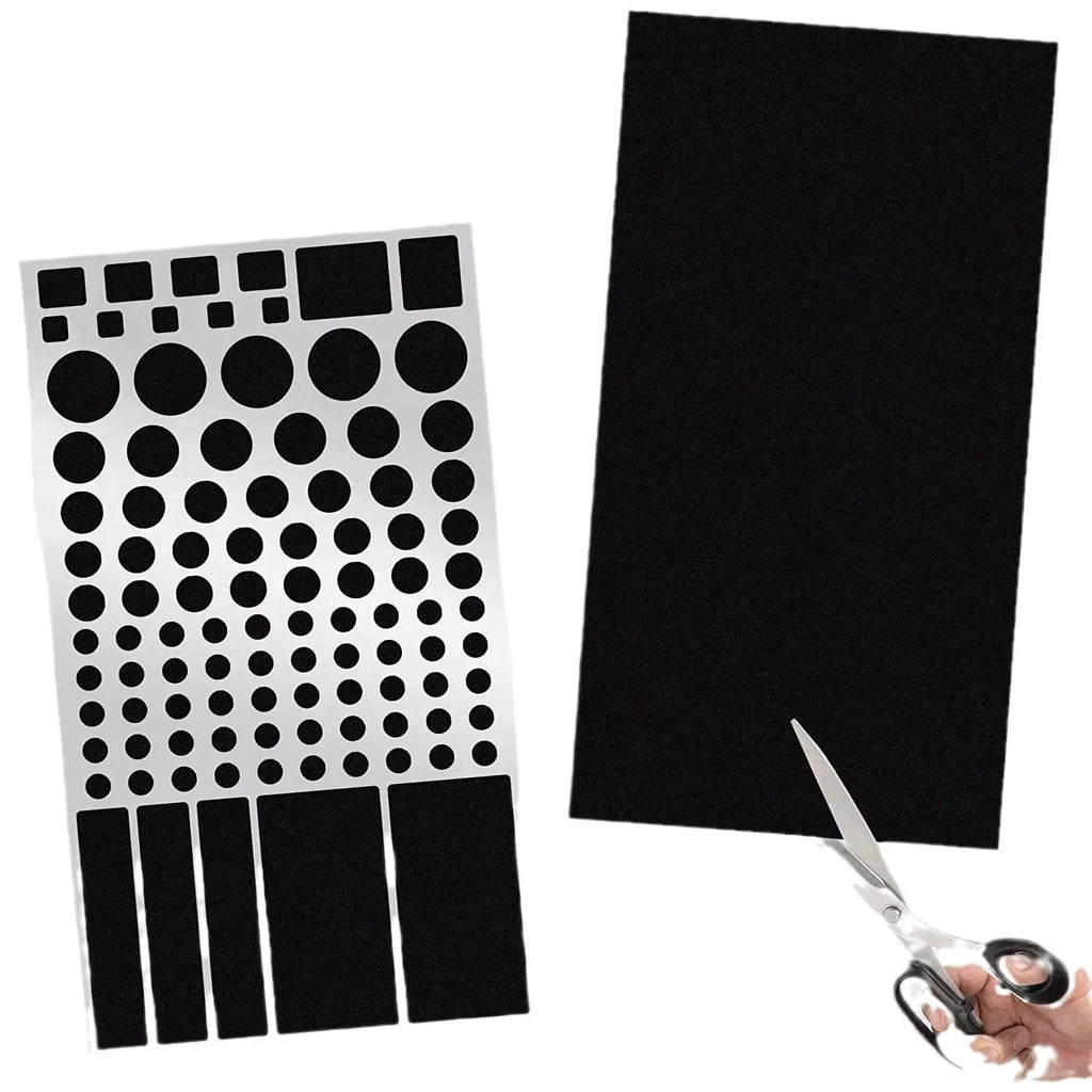 Black adhesive stickers for covering LED lights on air conditioning units and electronic devices