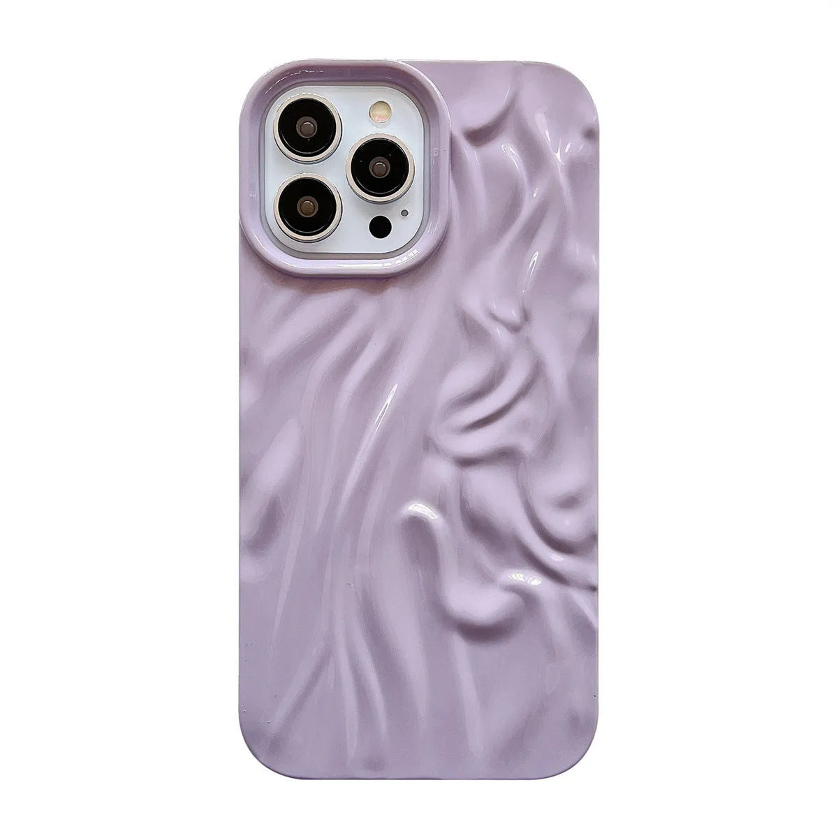 White water-ripple TPU phone case with all-inclusive shape for iPhone 11 to 17 Pro Max