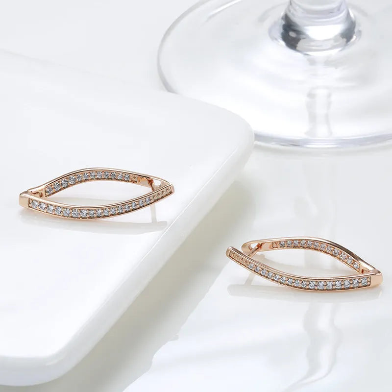 Geometric zircon eardrops earrings with H0493 colour on copper metal, ins-style dangle design