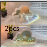 DIY cloud tulip night lamp with decorative mirror and LED light in pink, purple, blue or yellow colours