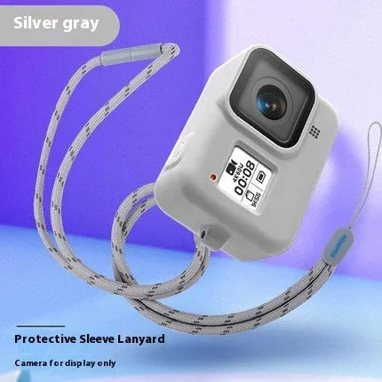 GoPro Hero8 Black silicone protective sleeve with anti-lost lanyard strap accessory set in multiple colour options