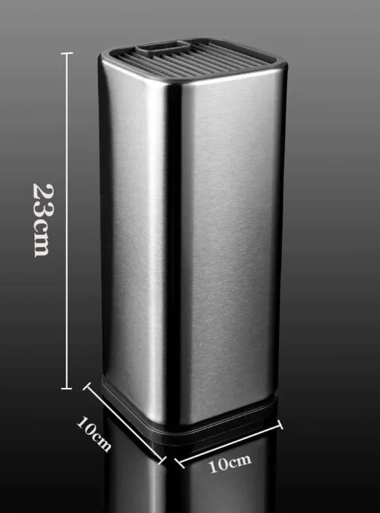Black and white multifunctional kitchen tool holder with detachable bottom for storing knives and cutlery.