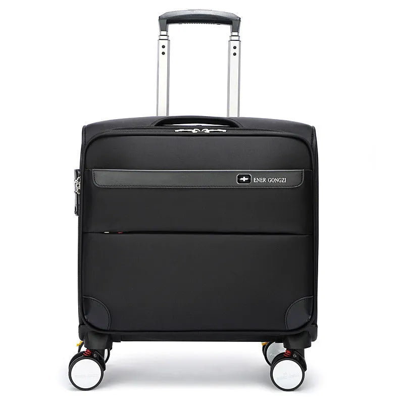 18-inch black Oxford cloth business suitcase with universal wheels for travel